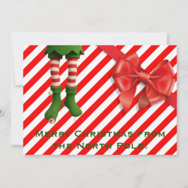 Funny Elf Legs Holiday Card | North Pole Mischief Julkort