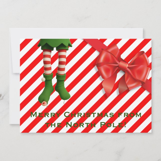 Funny Elf Legs Holiday Card | North Pole Mischief  Julkort (Framsida)
