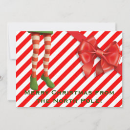 Funny Elf Legs Holiday Card | North Pole Mischief Julkort