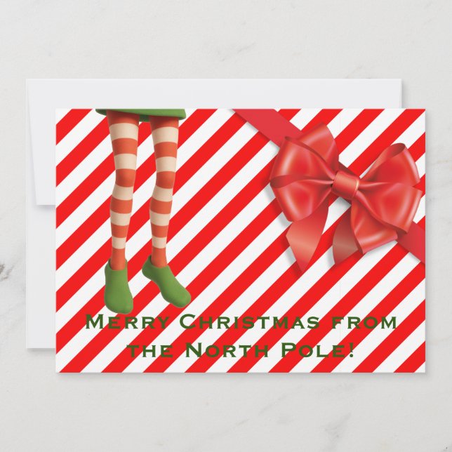 Funny Elf Legs Holiday Card | North Pole Mischief  Julkort (Framsida)