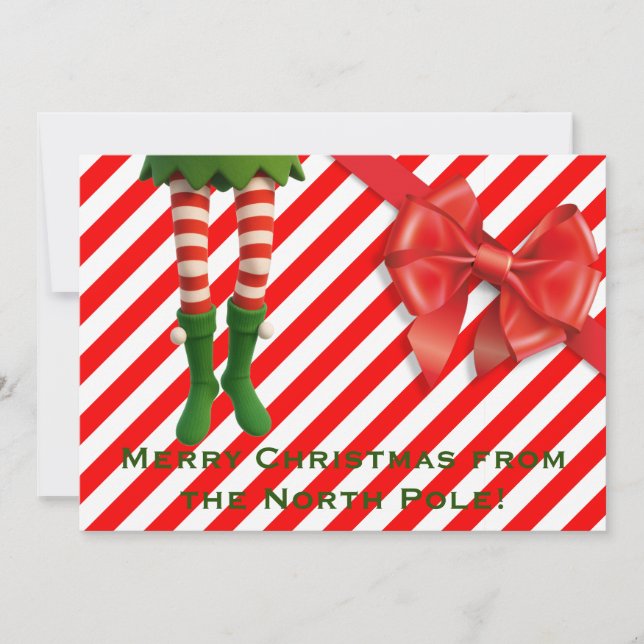 Funny Elf Legs Holiday Card | North Pole Mischief  Julkort (Framsida)