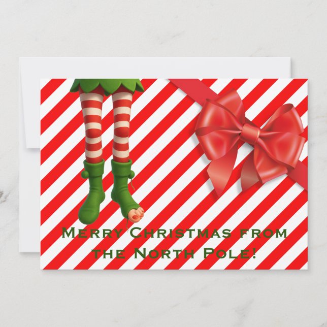 Funny Elf Legs Holiday Card | North Pole Mischief  Julkort (Framsida)