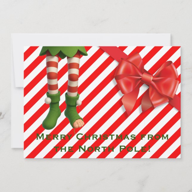 Funny Elf Legs Holiday Card | North Pole Mischief  Julkort (Framsida)