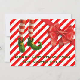 Funny Elf Legs Holiday Card | North Pole Mischief Julkort