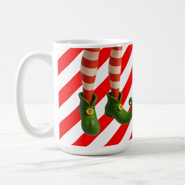 Funny Elf Legs Holiday Card | North Pole Mischief  Kaffemugg (Vänster)