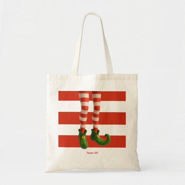 Funny Elf Legs | North Pole Fun Christmas Tote Bag Tygkasse (Framsidan)