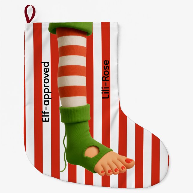 Funny Elf Legs | North Pole Mischief Christmas  Stor Julstrumpa (Framsidan)