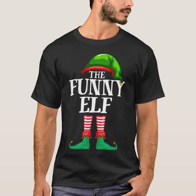 Funny Elf Matching Familjejul Party Pajama T Shirt (Framsida)