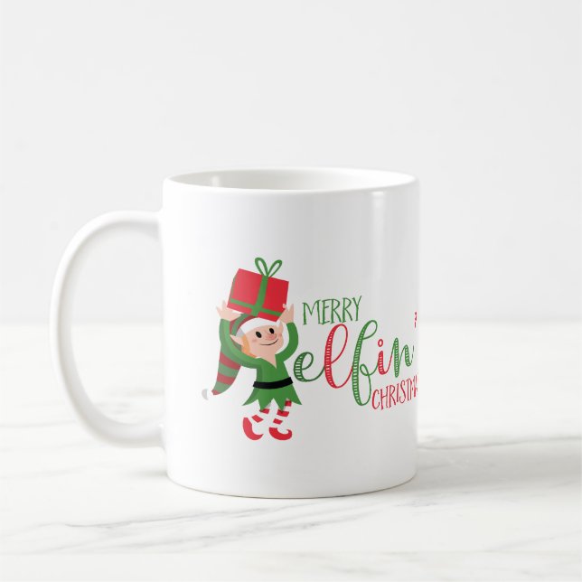 Funny Elf Merry Elfin' Jul Kaffemugg (Vänster)