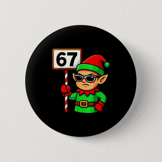 Funny Elf Six Seven 6 7 Meme Christmas Costume 67  Knapp (Framsida)