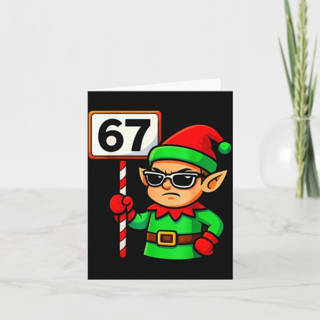 Funny Elf Six Seven 6 7 Meme Christmas Costume 67  Kort (Framsida)