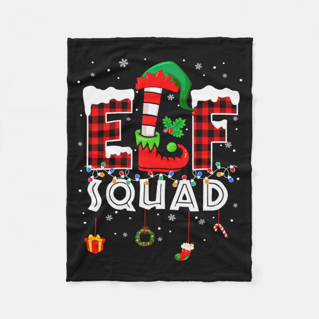 Funny Elf Squad Christmas Family Matching Pajamas  Fleecefilt (Framsidan)