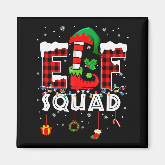Funny Elf Squad Christmas Family Matching Pajamas  Magnet (Framsidan)