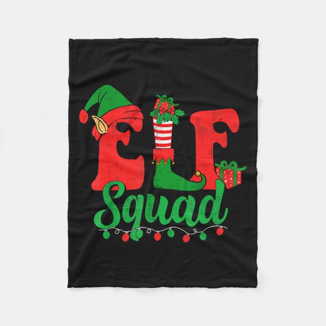 Funny Elf Squad Santa Hat Family Matching Christma Fleecefilt (Framsidan)
