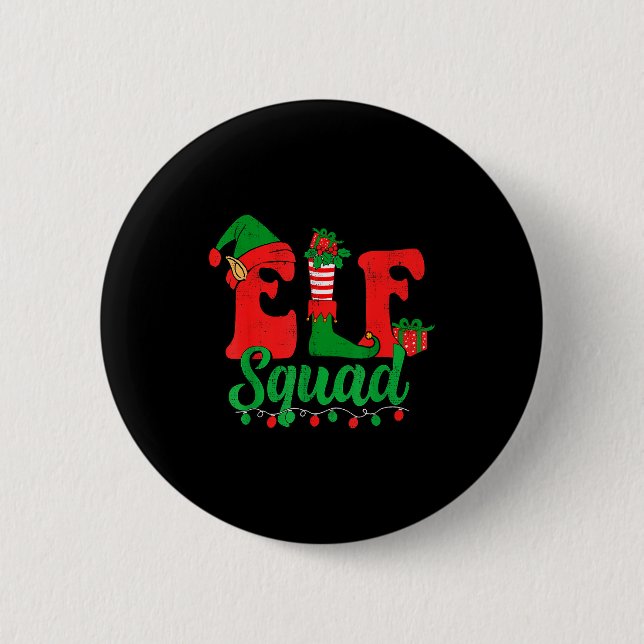 Funny Elf Squad Santa Hat Family Matching Christma Knapp (Framsida)