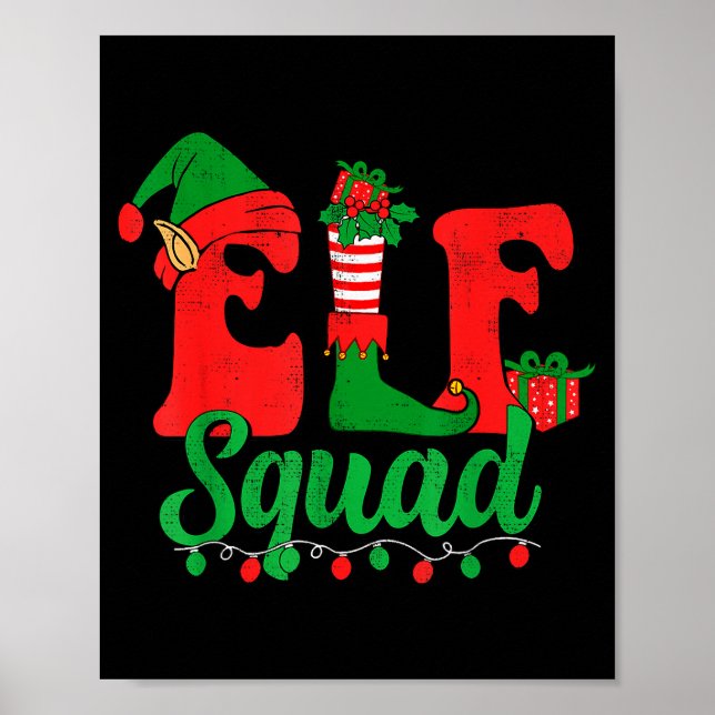 Funny Elf Squad Santa Hat Family Matching Christma Poster (Framsidan)
