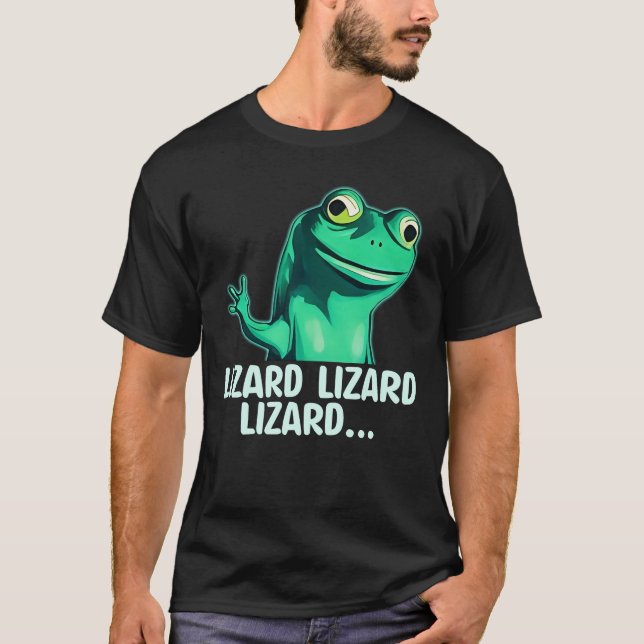 Funny Elio Lizard Button Meme T Shirt (Framsida)