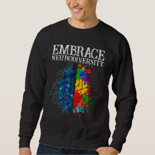 Funny Embrace Neurodiversity Brain ADHD Autism Awa Lång Ärmad Tröja