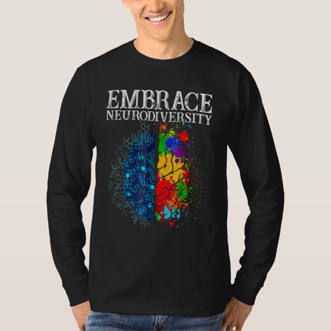 Funny Embrace Neurodiversity Brain ADHD Autism Awa T Shirt (Framsida)