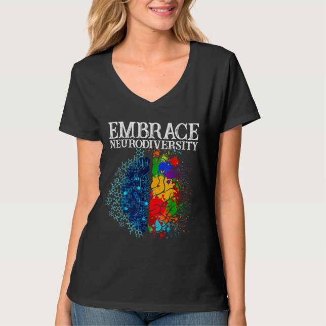 Funny Embrace Neurodiversity Brain Adhd Autism Awa T Shirt (Framsida)