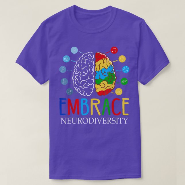 Funny Embrace Neurodiversity Brain ADHD Autism Awa T Shirt (Design framsida)