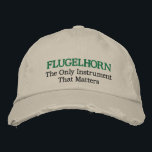 Funny Embroized Flugelhorn Music Hat Broderad Keps<br><div class="desc">Distressad musik som har en lustigt broiserad Flugelhorn-slogan som säger Flugelhorn - det enda instrument som spelar roll. Underbar musikgåva till alla Flugelhorn-lärare eller student.</div>