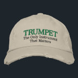 Funny Embroized Trumpet Music Hat Broderad Keps<br><div class="desc">Distressad musik som har en rolig broderad trumpetslogan som säger Trumpet - det enda instrument som spelar roll. Underbar musikgåva till alla trumpetlärare eller student. Underbart pride för trumpetavsnitt!</div>