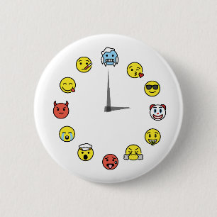 Funny Emoji Clock Pin Button Knapp