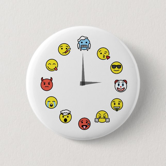 Funny Emoji Clock Pin Button Knapp (Framsida)