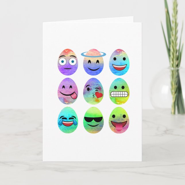 Funny Emojis, Påsk Emoji Eggs, Emoticon Egg Helgkort (Framsida)