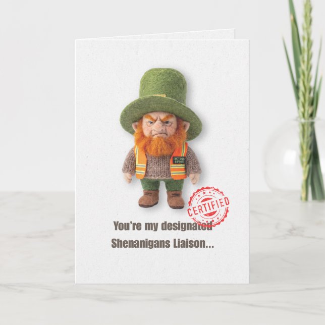 Funny Emotional Support Leprechaun Card Kort (Framsida)
