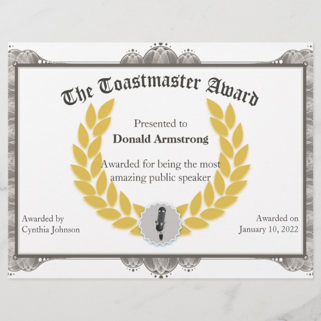 Funny Employee Award - Toastmaster (Framsida)