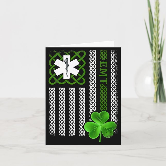 Funny Ems Emt Paramedic Gift St Patricks Day Shirt Kort (Framsida)