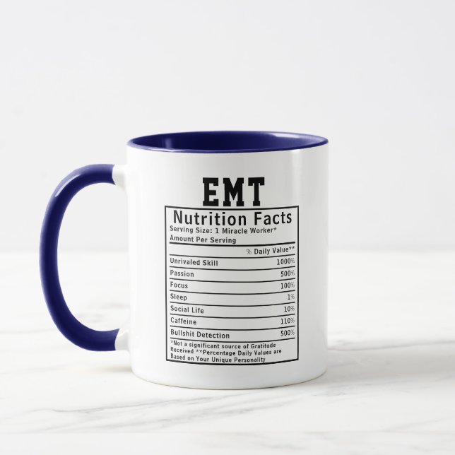 Funny EMT Nutrition Facts Paramedics Emergency Mugg (Vänster)