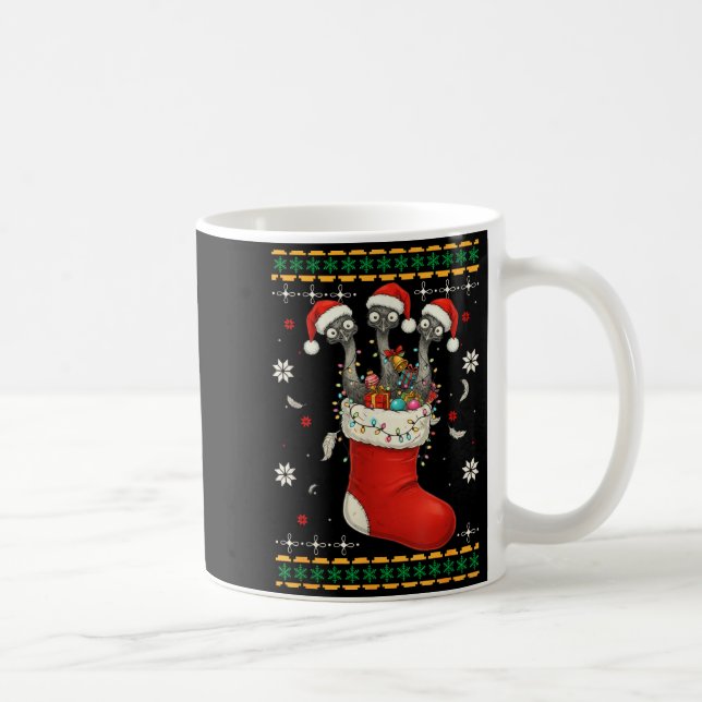 Funny Emu Bird In Xmas Socks Lights Christmas  Kaffemugg (Höger)