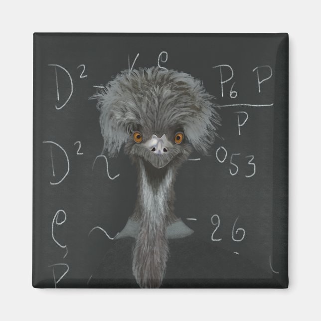 Funny Emu Einstein Magnet (Framsidan)