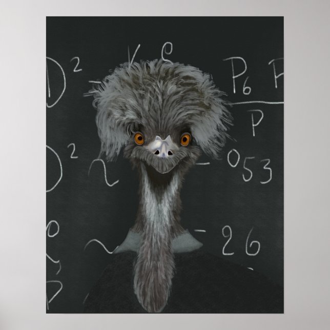 Funny Emu Einstein Poster (Framsidan)