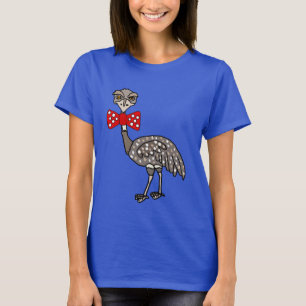 Funny Emu med röd Bow tie Tecknad T Shirt