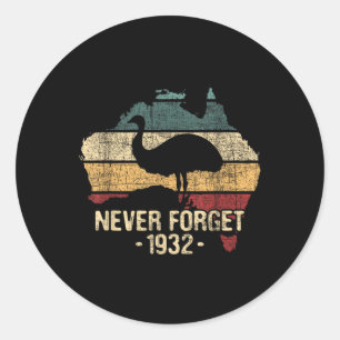 Funny Emu Shirts Glöm aldrig 1932 Emu Krig Uni Adu Runt Klistermärke