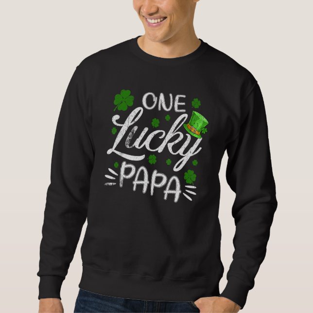 Funny en Lucky Pappa Matching Family Saint patrick Lång Ärmad Tröja (Framsida)