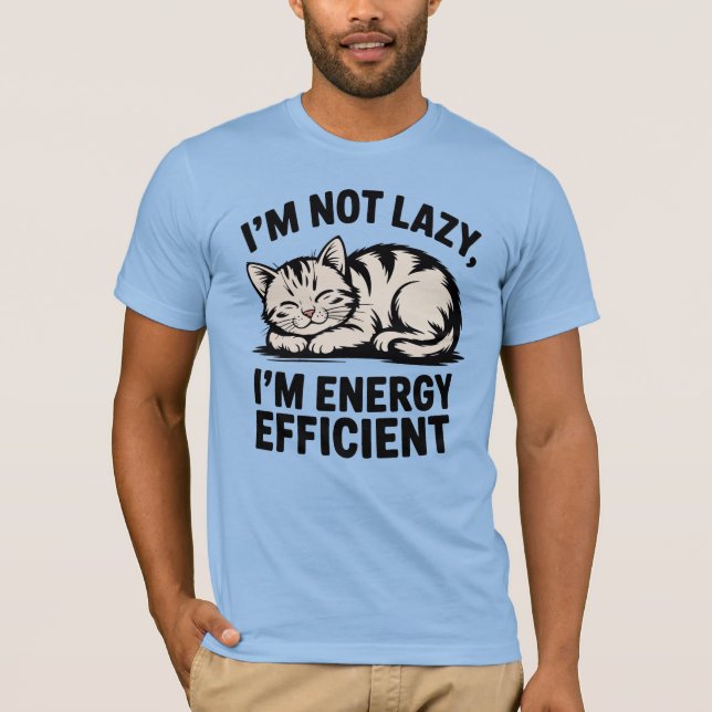 Funny Energy Efficient Cat T-Shirt (Framsida)