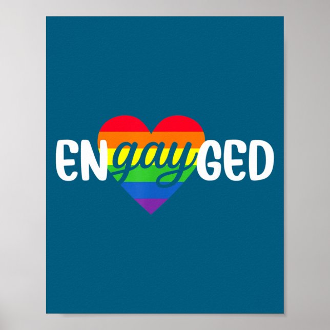 Funny Engayged Gay Couple Engagement Party Rainbow Poster (Framsidan)