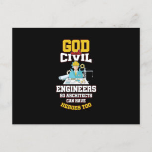 Funny Engineering Heroes God Made Civil Ingenjör Helg Vykort