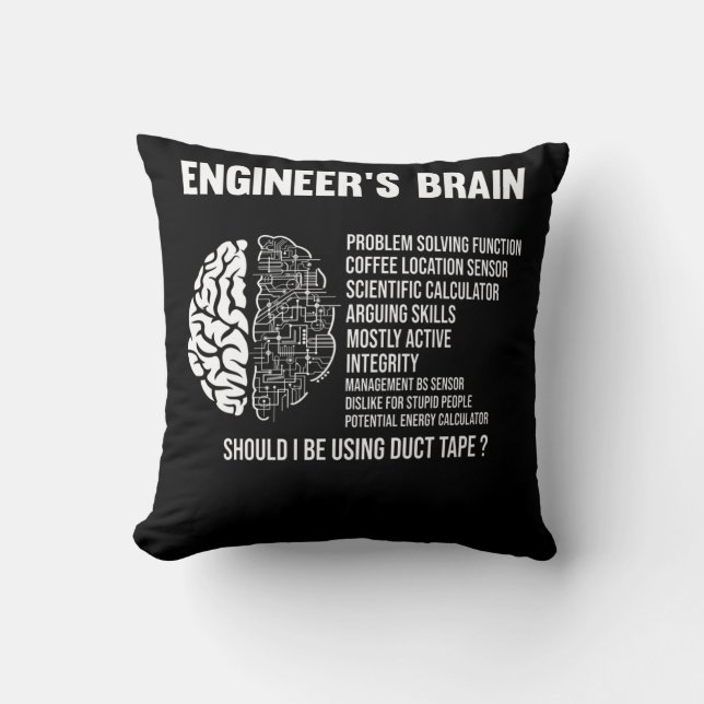 Funny Engineering Humor Brain Ingenjör Joke Kudde (Framsida)