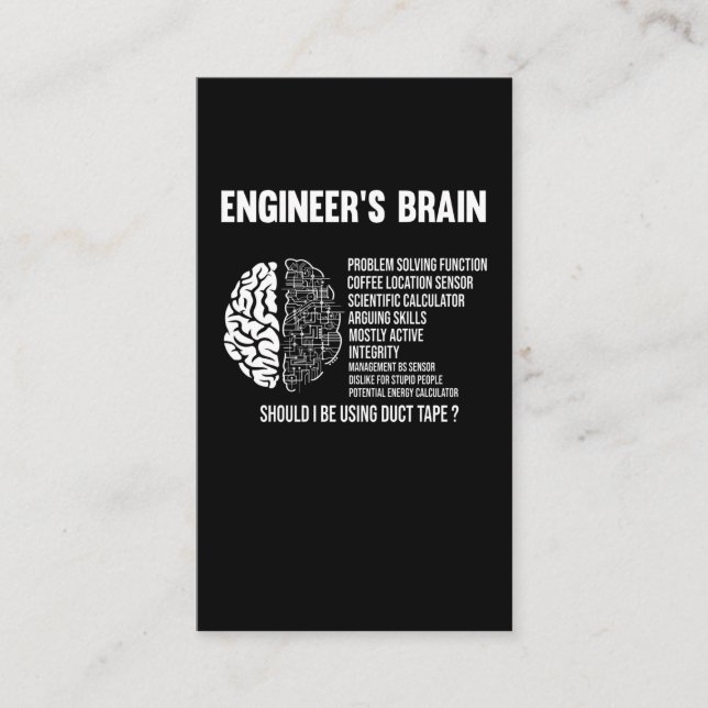 Funny Engineering Humor Brain Ingenjör Joke Visitkort (Framsida)