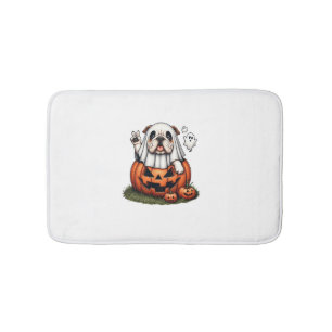 Funny English Bulldog Ghost Boo Halloween Womens M Badrumsmatta