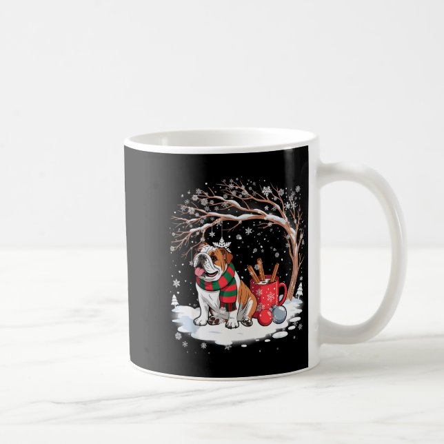 Funny English Bulldog In The Snow Tree Christmas W Kaffemugg (Höger)