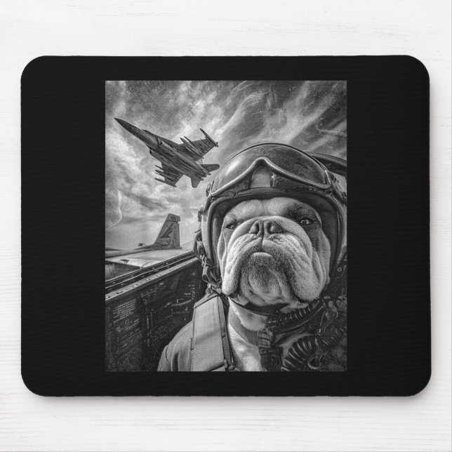 Funny English Bulldog Selfie Fighter Jet Lot Aviat Musmatta (Framsidan)