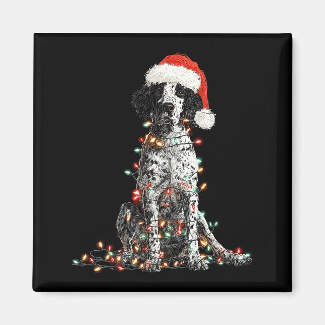 Funny English Setter Christmas Graphics Dog Lights Magnet (Framsidan)