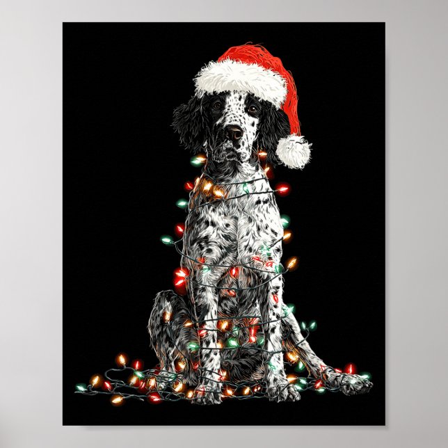 Funny English Setter Christmas Graphics Dog Lights Poster (Framsidan)